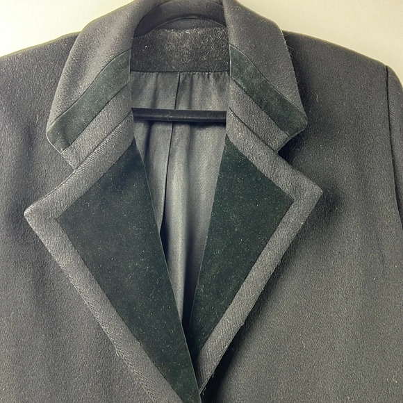 Gorgeous Black Louben Felt Pea Coat with Velvet Collar - Picture 2 of 10